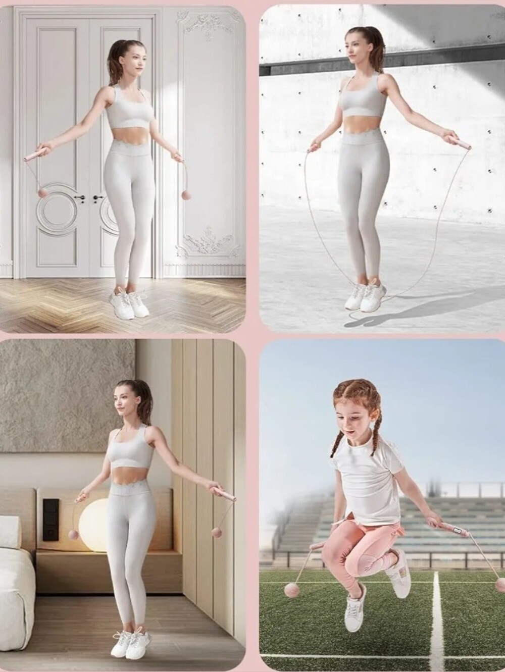 Pink Digital Smart Jump Rope - with LED Counter – Corded & Cordless 2-in-1 Fit